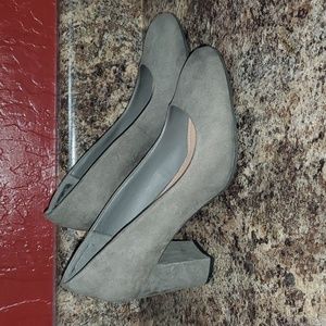 Torrid Gray Faux Suede Closed Toe Heels